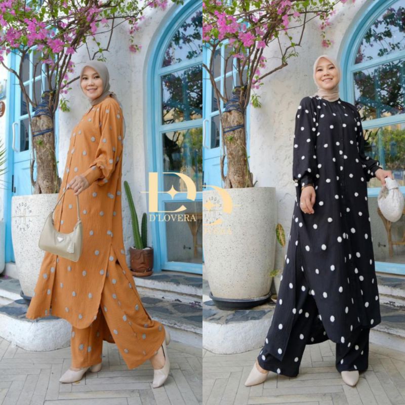 Alisya set original 100% dlovera ( baju atasan tunik + celana )