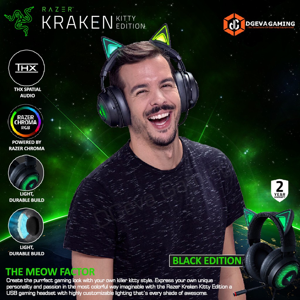 Razer Kraken Kitty Black Edition Rgb Thx 7 1 Usb Gaming Headset Shopee Indonesia