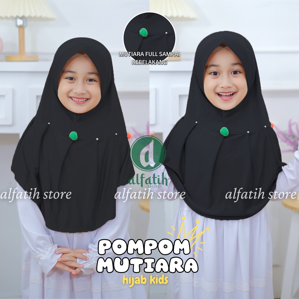 ALFATIH STORE / Jilbab Anak Variasi Rempel Pompom Jersey / jilbab anak murah teni