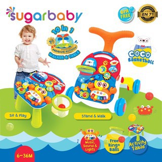 Sugarbaby 10 in 1 Premium Baby Activity Walker &amp; Table Coco Basketball (Tersedia Varian Warna)