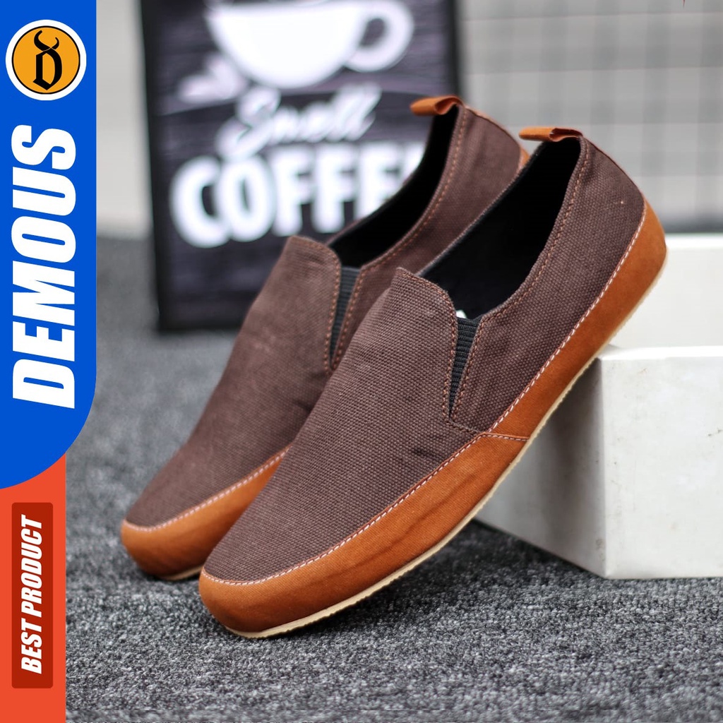 DEMOUS Hanza - Sepatu Slip On Casual Slop Pria Kanvas