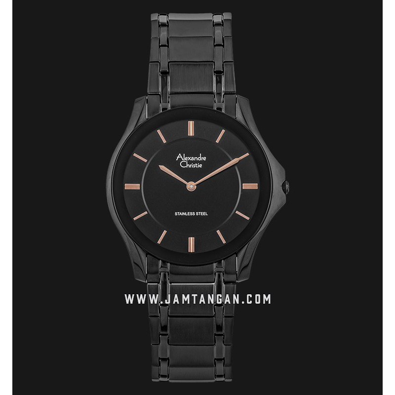 Alexandre Christie AC 8605 MH BIPBARG Black Dial Black Stainless Steel Strap