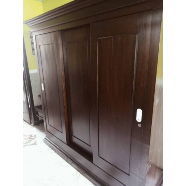 lemari jati 3 pintu bukaan ukuran jumbo