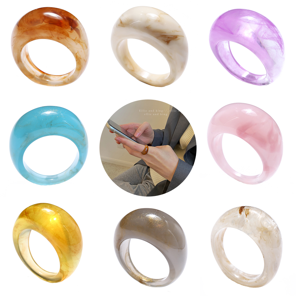 Cincin Bahan Resin Gaya Harajuku Untuk Hadiah