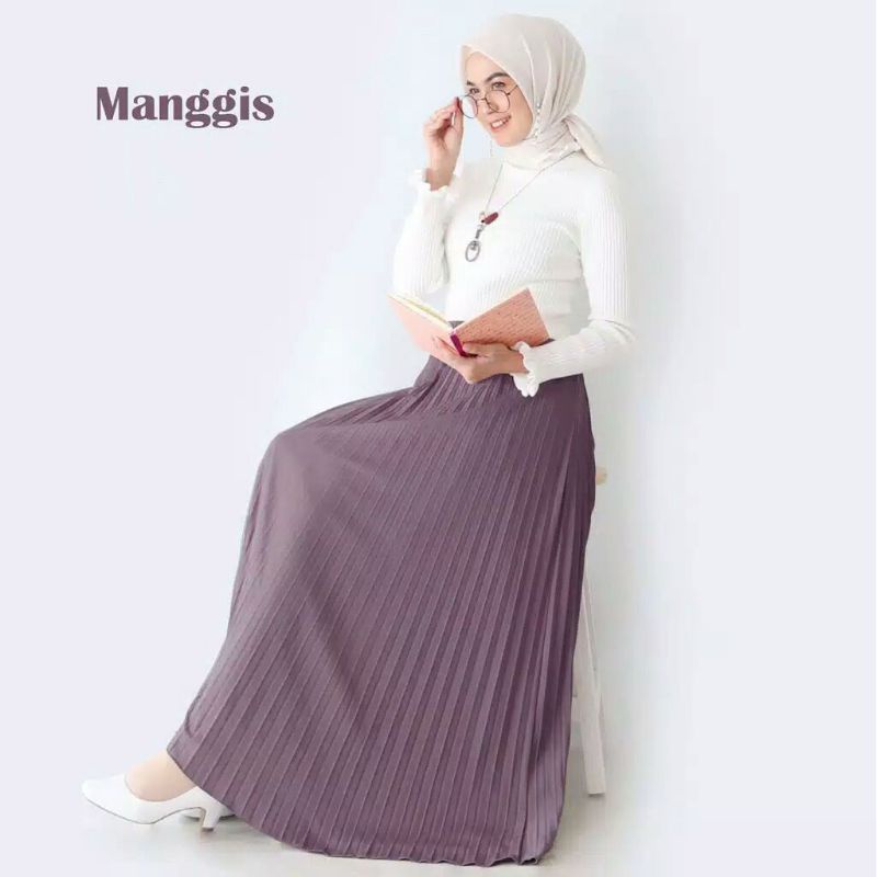 ROK WANITA PLISKET ( PREMIUM )-Manggis