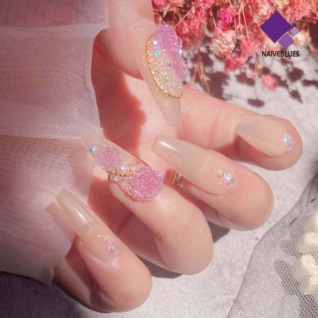 Naiveblue &gt; 6 Sekat / Kotak Hiasan Kuku Bentuk Bunga Kamelia / Aurora / Mutiara Putih Untuk Nail Art Wanita