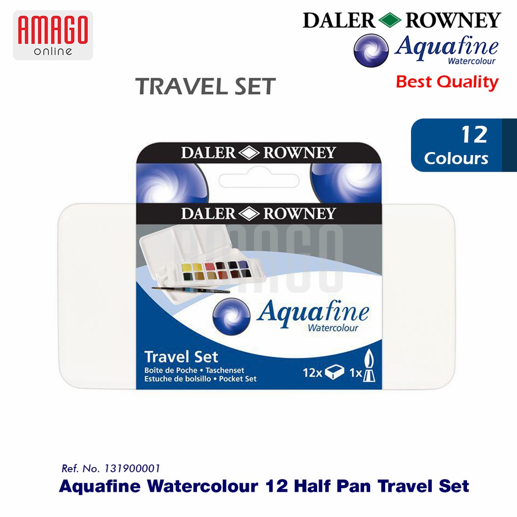 DALER-ROWNEY Aquafine Travel Set - Cat Air Lukis - 12 Half Pan Watercolour - 131900001