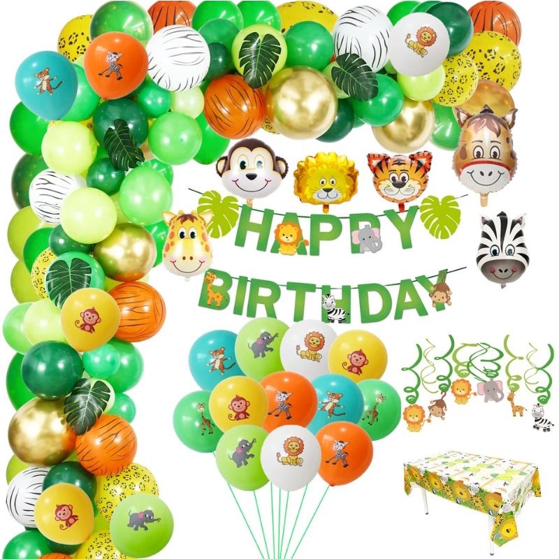 ANIMAL ZOO JUNGLE Paket perlengkapan dekorasi pesta ulang tahun ANIMALS ZOO JUNGLE birthday decorati