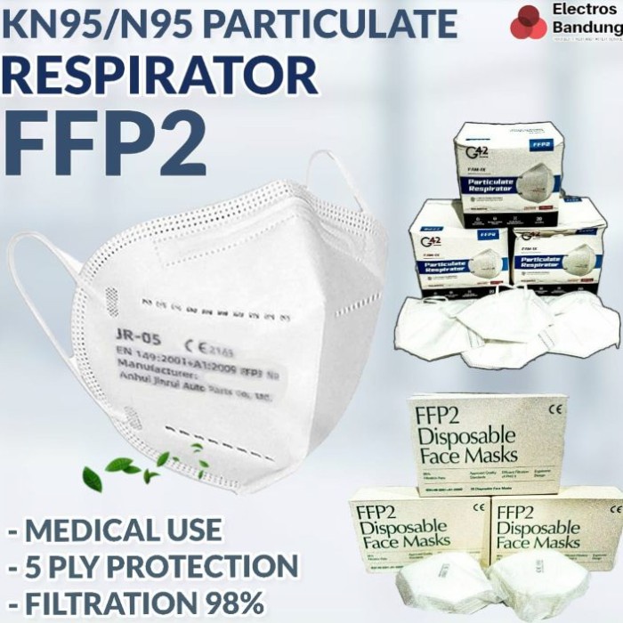 MASKER KN95 FFP2 5PLY ISI 20 PCS KN 95 PARTICULATE RESPIRATOR MEDIS - FFP2 DISPOSABLE