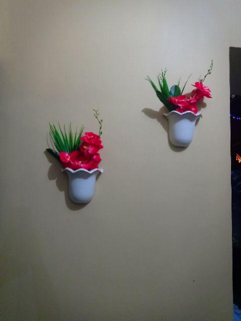 Set Bunga Plastik Aneka Mawar Dengan Plastik Dinding