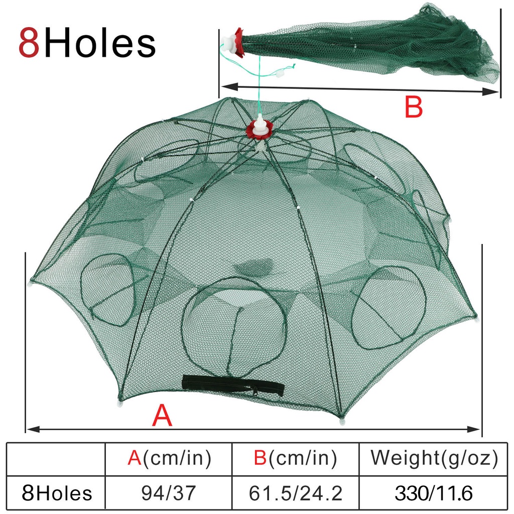 Sougayilang 1 PC 4 Lubang-12 Lubang Lipat Payung Net Kandang Udang, Kepiting, Perangkap Ikan Cast Jaring Ikan Ja