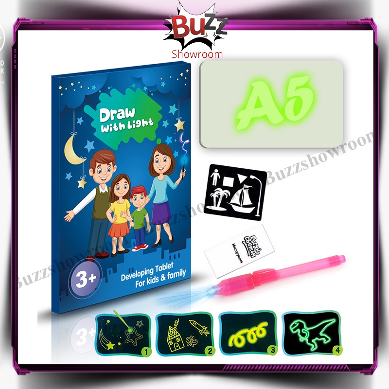 Draw With Light Magic Drawing Pad Mainan Papan Tulis Belajar Anak