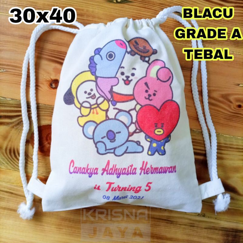 30x40 TAS PUNGGUNG RANSEL SERUT BLACU souvenir ultah