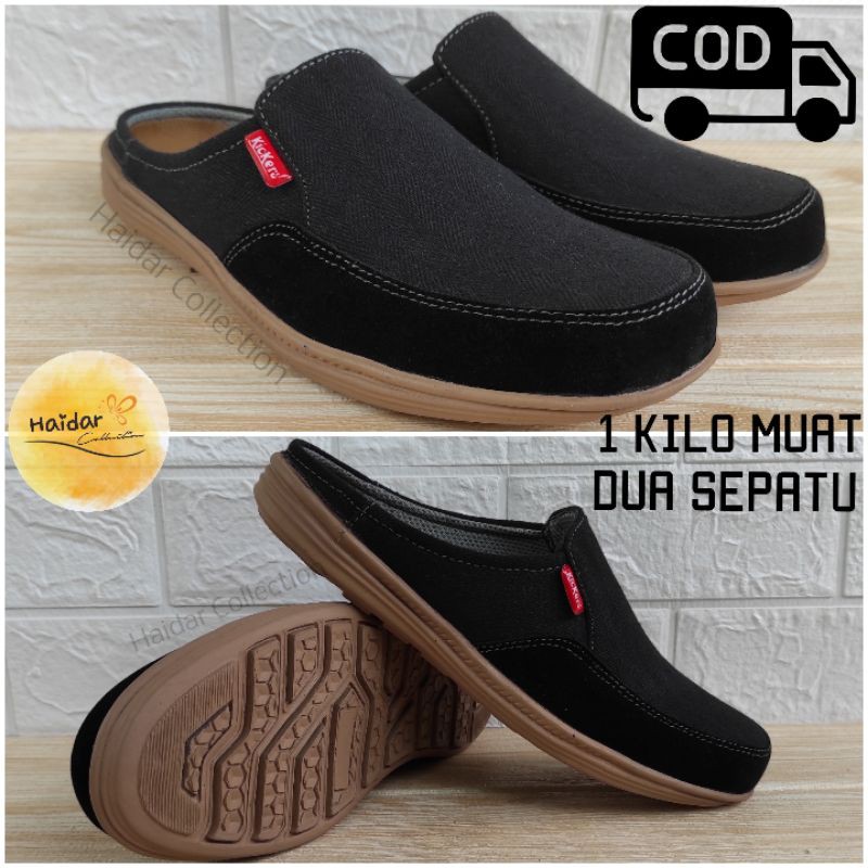 Selop Bustong Pria Slip On  Cowok Kasual Santai Karet Lentur Kulit Suede