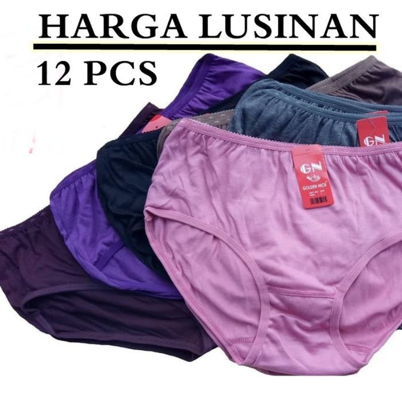 Grosir 1 lusin cd golden nick bahan katun termurah | celana dalam wanita polos jumbo