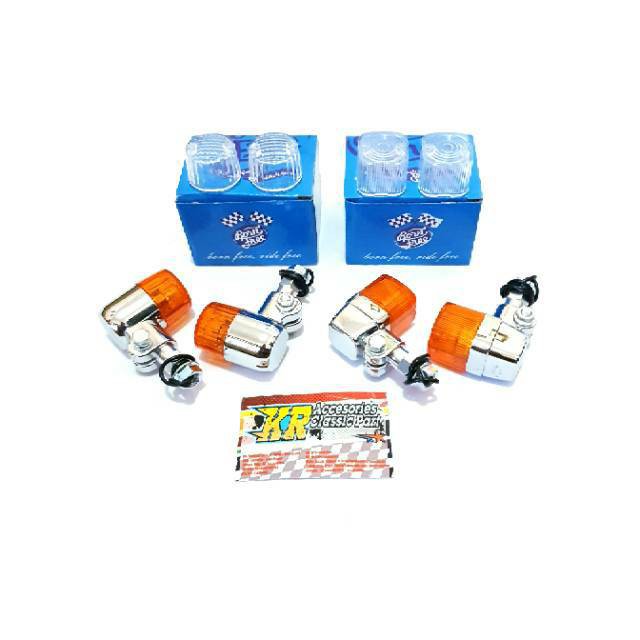Lampu Sein CB Model Palu & Kotak Chrome Doubel Kaca (BornFree)
