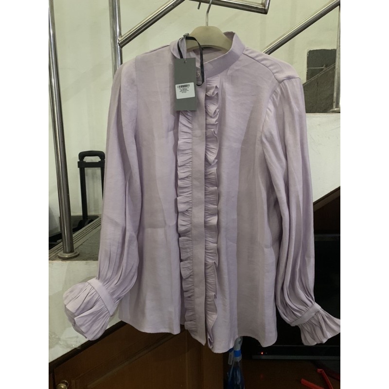 Lilac Asha Ruffle Shirt - BENANG JARUM BY BUTTONSCARVES
