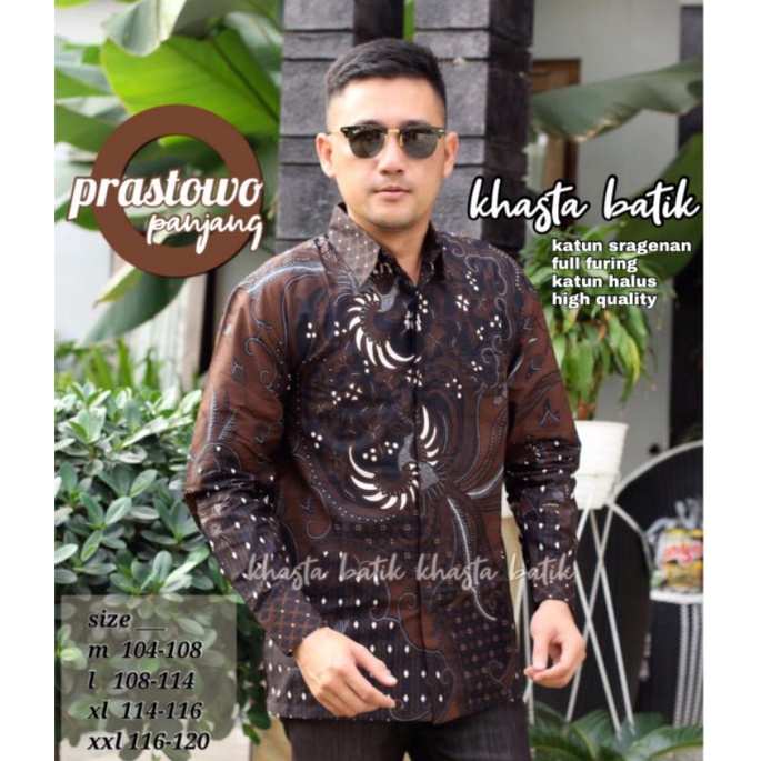 Kemeja Batik Pria Lengan Panjang Premium Motif Prastowo Lapis Furing Bahan Katun Halus