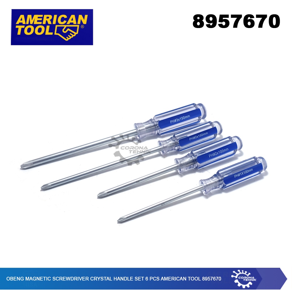 American Tool 8957670 - Obeng Magnet Crystal Handle Set 6 Pcs