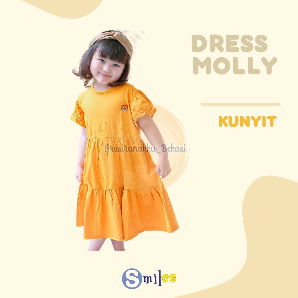 Dress Anak Smilee Molly Warna Kuning Kunyit Size 1-5Thn