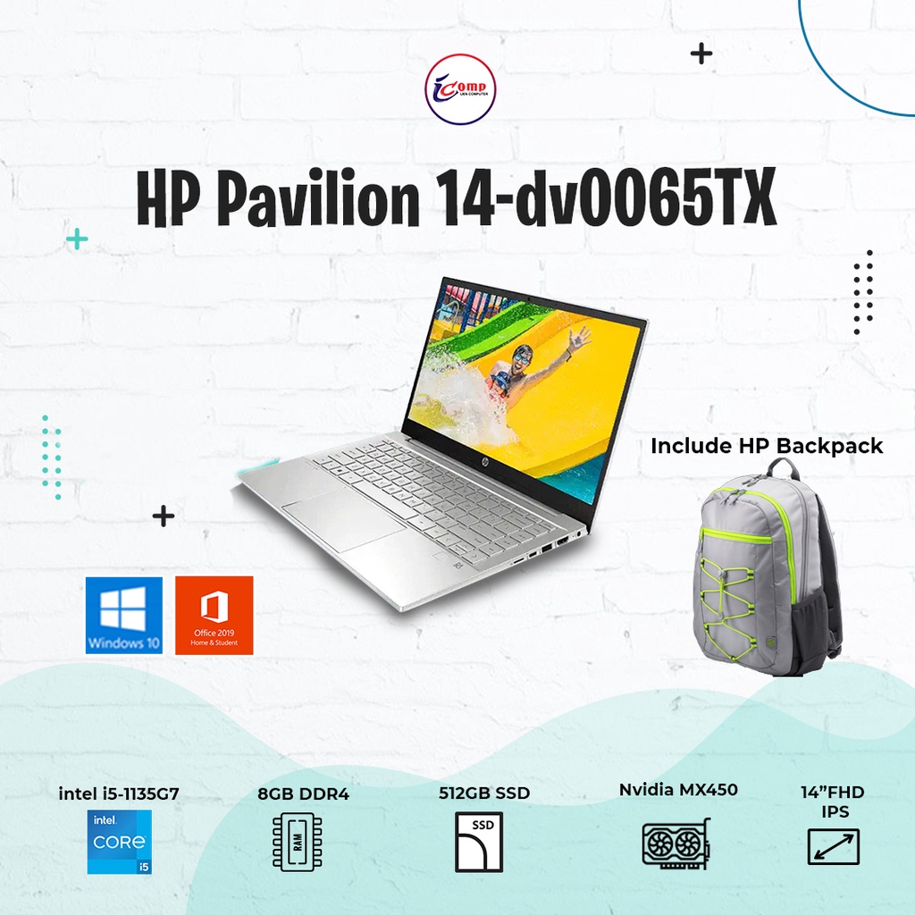 NOTEBOOK HP PAVILION 14-DV0066TX SILVER / CORE i5-1135G7 VGA MX450 2GB
