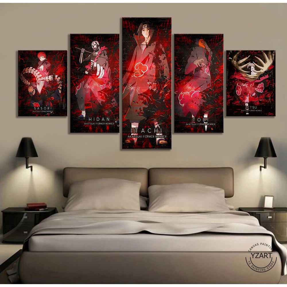 Poster Lukisan Animasi Akatsuki Naruto  Uchiha Itachi Bahan 