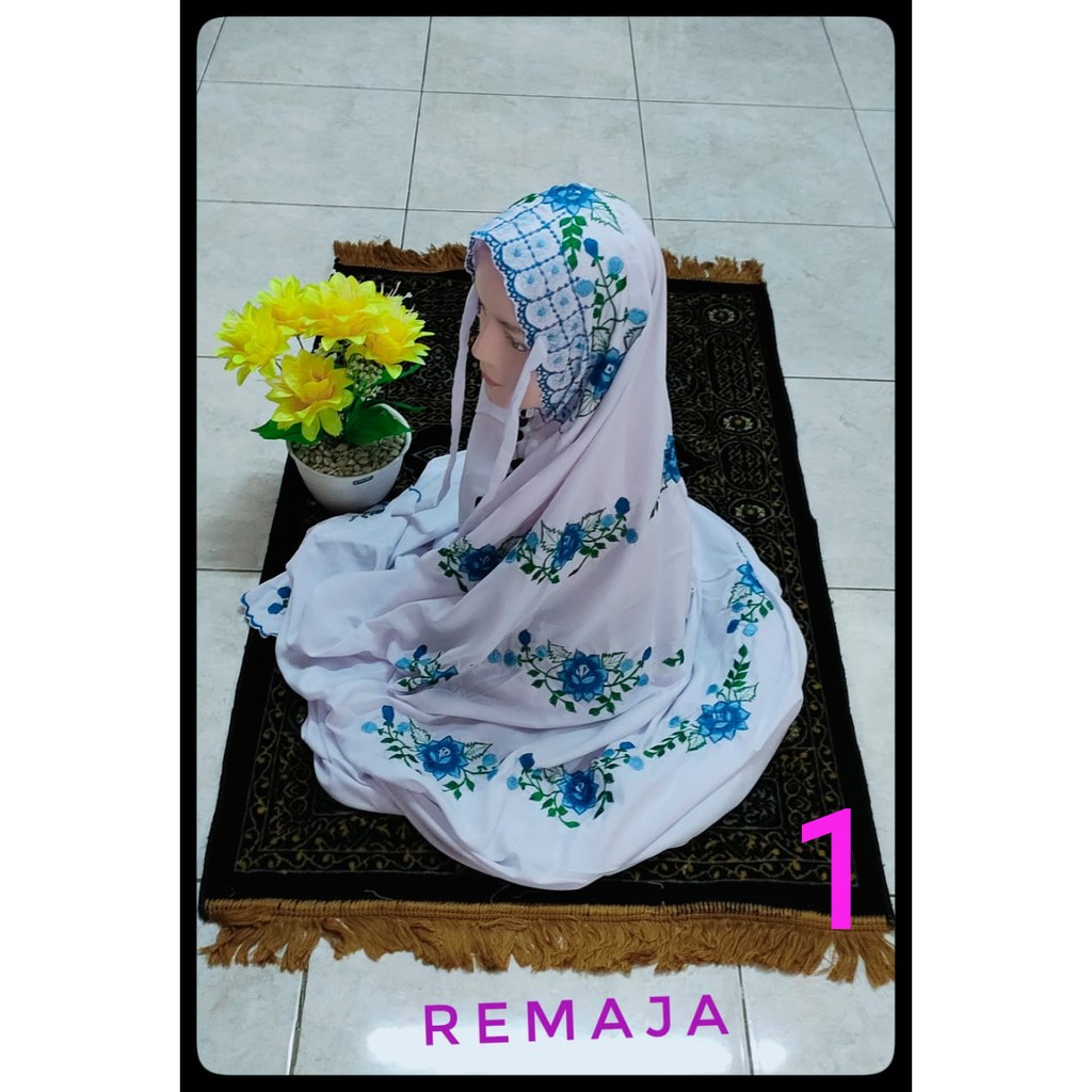 Mukena Remaja Rukuh Model Terusan (Lajuran) Bordir