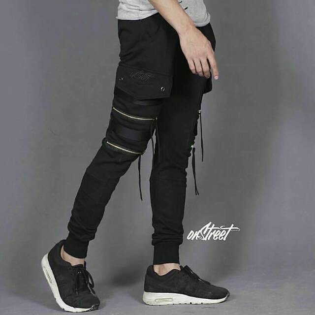 jogger pants double zipper