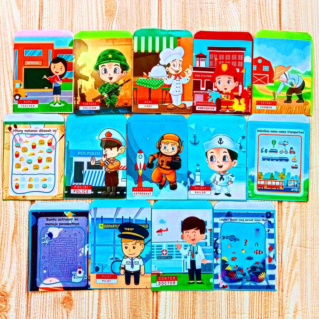 Mikusoo Amplop Angpau Uang Lebaran Kartun Profesi 1 Set Isi 10 pcs