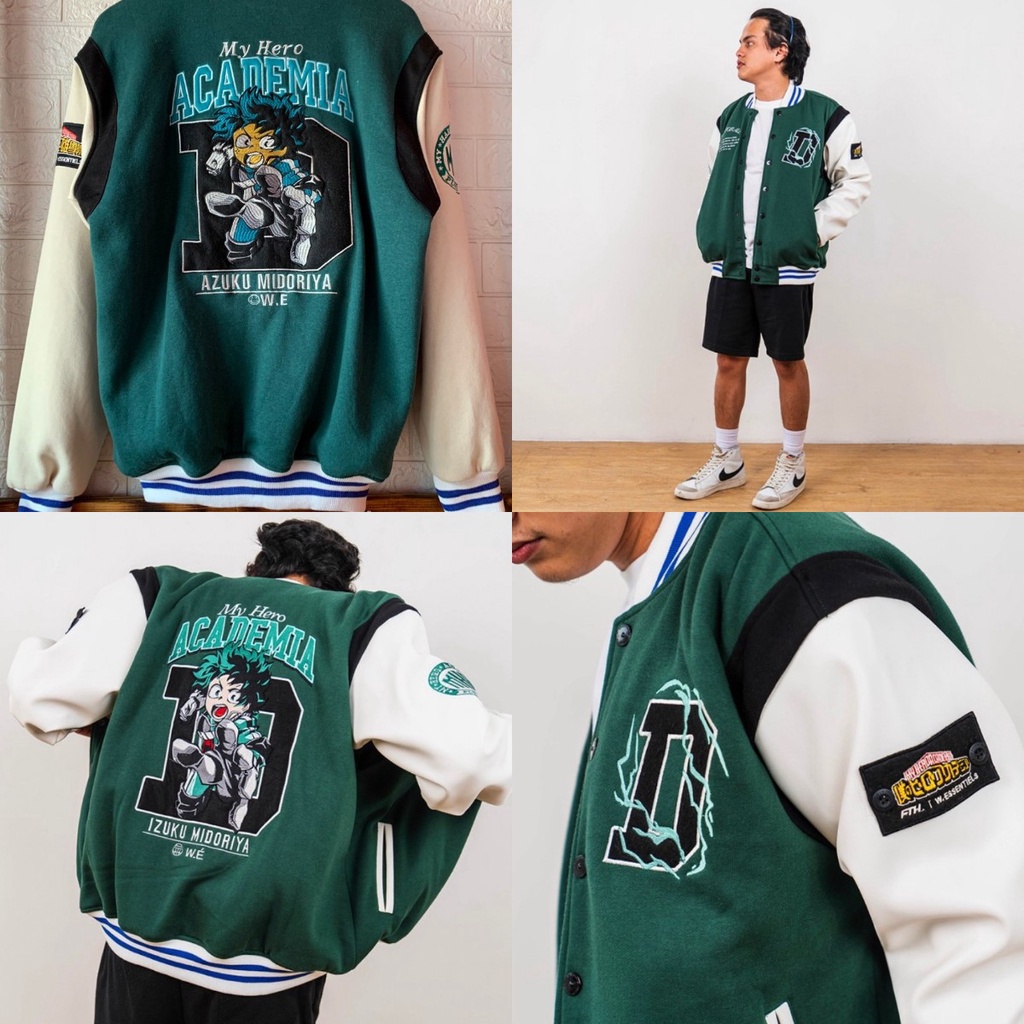 MY HERO ACADEMIA JAKET VARSITY GREEN IZUKU MIDORIYA BEST QUALITY