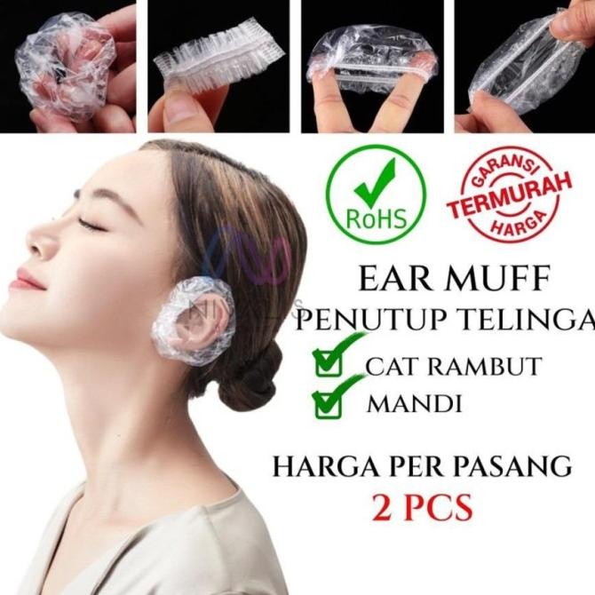 EAR MUFF PENUTUP TELINGA PUTIH PELINDUNG TELINGA MANDI PLASTIK KARET