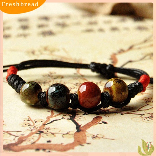 【Fresh】Bohemia Unique Natural Ceramics Adjustable Braided Rope Bracelet Bangle