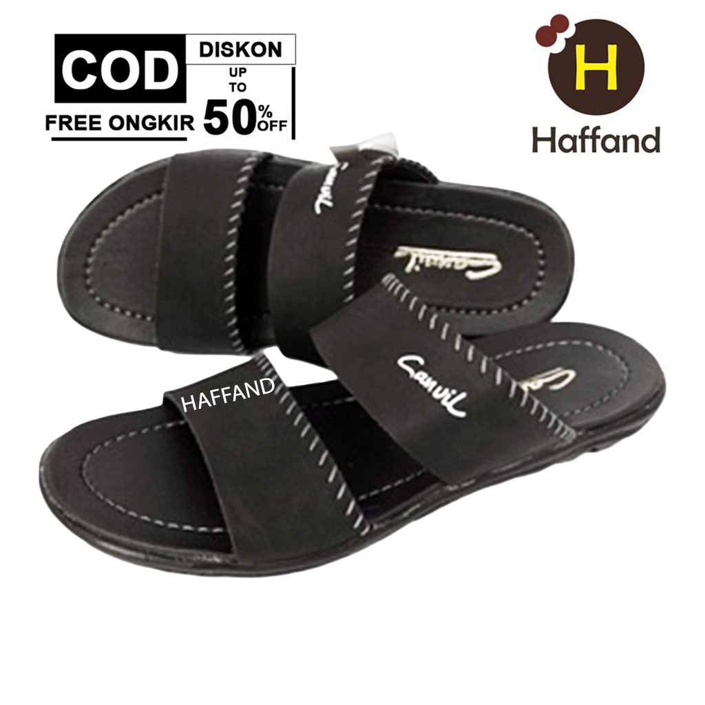 Sandal Pria Kulit Selop / Sandal Pria Slide / Sendal Canvil Kulit