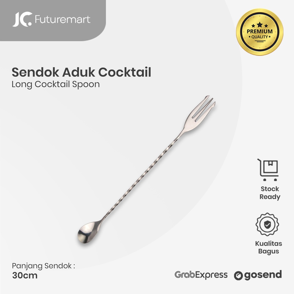 LONG COCKTAIL SPOON 32CM STAINLESS | SENDOK ADUK MOCKTAIL