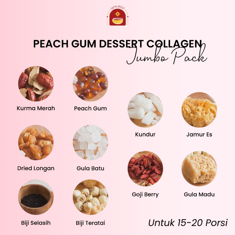 

Peach Gum Dessert Collagen Paket Lengkap Tiao Jiao Super Grade A+ Premium JUMBO