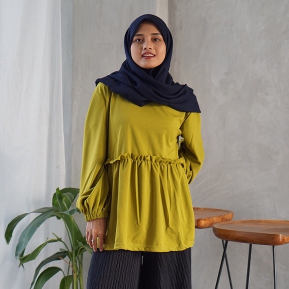 Blouse Wanita Lengan Panjang Kekinian Rumbai Jasminah LD 106cm Pjg 70cm FIt XL-XXL