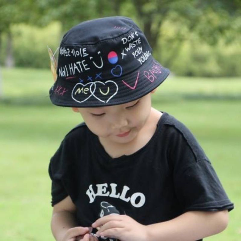 Murah jaya 45 - TERMURAH TOPI BUCKET KOREA ANAK LAKI  ATAU CEWE SABLON BADAS PANTAI FISHERMAN