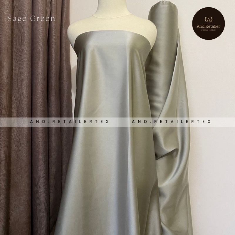 Kain Satin Maxmara Original Warna Sage Green