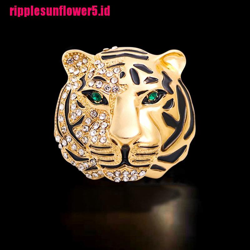 # Kaos T-Shirt Wanita Lengan Pendek Motif Print #Bros Bentuk Harimau Bahan alloy Aksen Berlian Gaya Retro Untuk Pria