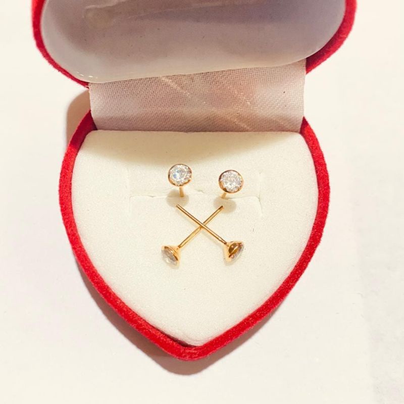 Giwang tusuk mata burung perhiasan  perak asli 925 lapis emas