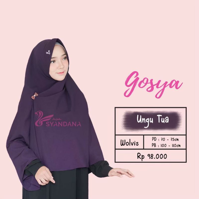 Hijab Syandana Gosya (L) Warna Baru Dan Lama Khimar Bergo Kerudung Jilbab Instan-Ungu tua