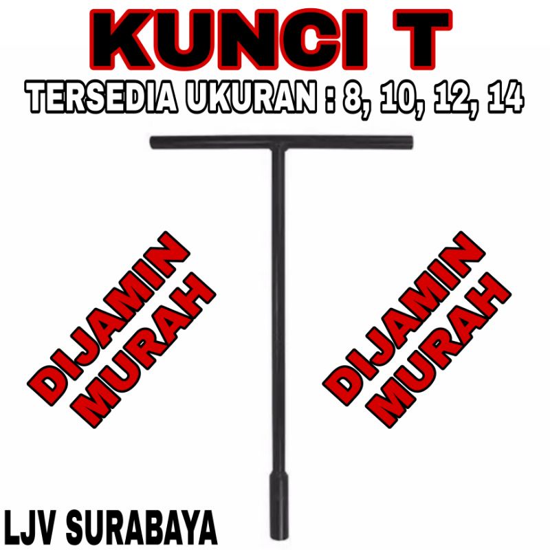 KUNCI T HITAM UKURAN 8 10 12 14 KUNCI SHOCK SOK MURAH  TERLARIS