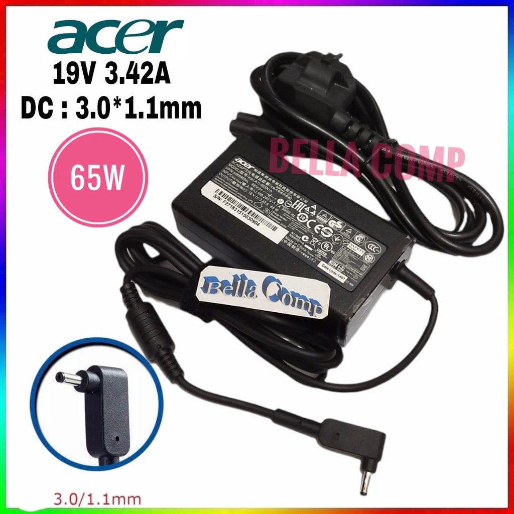 19V 3.42A 65W 3.0*1.1mm for AC Adapter charger Laptop Acer Aspire 3 A315-22G A315-55G A315-55KG A514-52G A514-52K A514-52KG A515-54 V13 V3-331, V3-371, V3-372 V3-372T: V3-331-P0QW V3-372T-5051