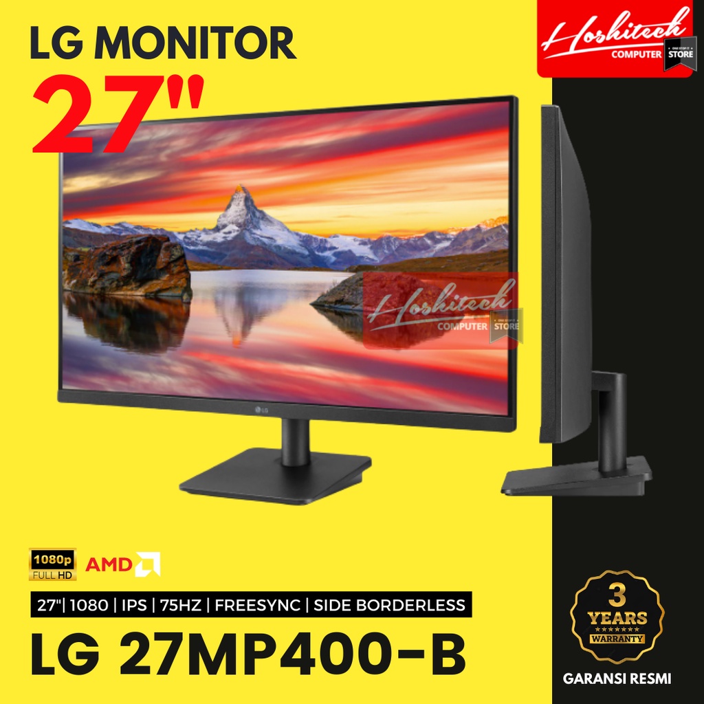 LG Monitor Gaming 27 INCH 27MP400-B FHD IPS 3-Side Borderless FreeSync