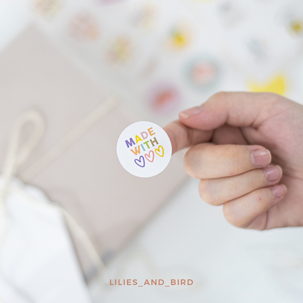 

12 pcs round label / sticker label bulat gambar untuk bungkus kado
