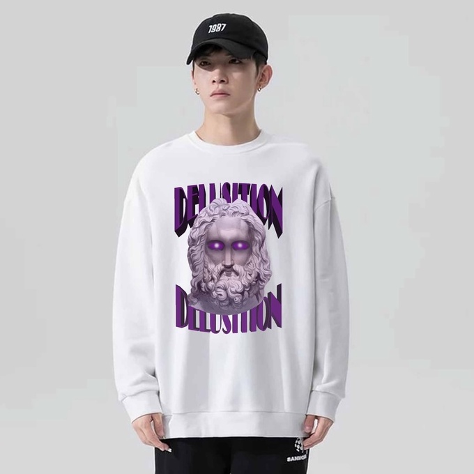 Sweater Crewneck Pria Delusition fleece M - XXL