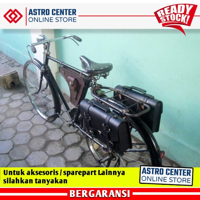 Aksesoris Sepeda - Sepeda Ontel Aksesoris Tas Samping Boncengan Bahan Kulit Onthel - Hitam