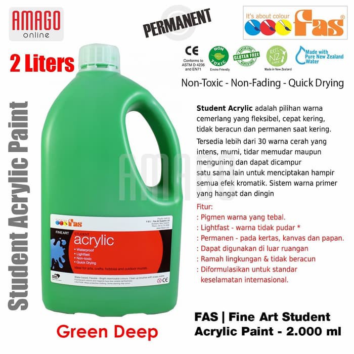 FAS - STUDENT ACRYLIC PAINT - 2 LITER - GREEN DEEP