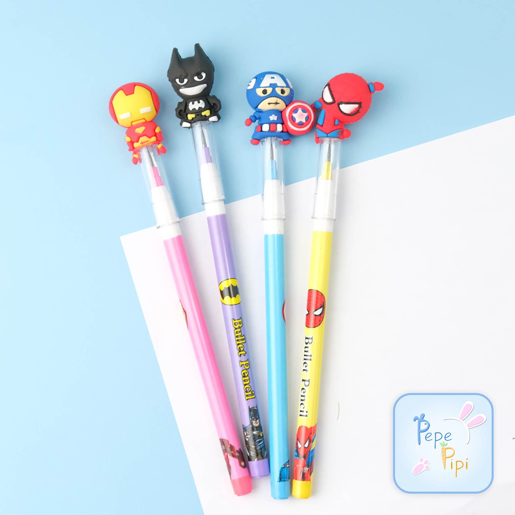 Pensil Avengers Batman Peluru Lantu Susun Bensia Refill Isi Super Hero Avenger