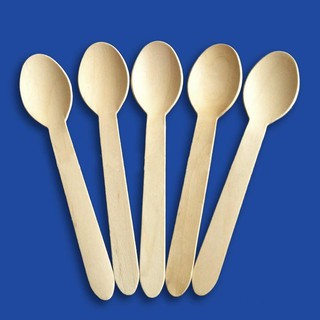 100 pcs sendok kayu sekali pakai  16 cm disposable wooden 